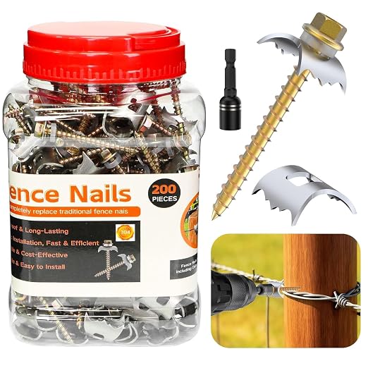 200 Pcs Stainless Steel Fence Staples Fence Nails for Softwood Reusable Fence Nails for Wire Mesh & Woven Fencing,Fence Fasteners with Wire Fixer, Easy Install & Remove with Power Drill