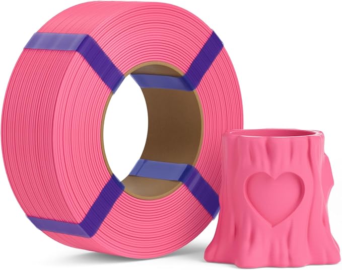 PLA Basic Refill Filament 1.75mm, No Spool 3D Printer Filament, Dimensional Accuracy +/- 0.02mm, Fits for Most FDM 3D Printers, 1KG Hot Pink