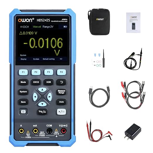 OWON HDS242S 3 in1 Handheld Digital Oscilloscope Waveform Generator Multimeter 2CH USB Type C 40MHz 3.5 LCD Test Meter