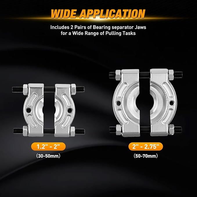 GOOACC 14pcs Bearing Puller Kit, 5 Ton Capacity Bearing Separator with 2" and 3" Jaws, Wheel Bearing Removal and Hub Axle Puller Set, Heavy Duty Gear Splitter Tool Kit, Pinion Pullers with Case, Blue