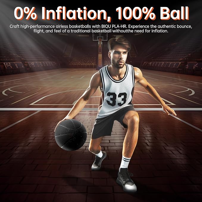 BIQU PLA-HR Flexible 3D Printer Filament Specifically for Printing Airless Basketballs, 1.75mm 1KG Spool (2.2lbs), Flexi Tough Filament Compatible with Most FDM 3D Printer (Black)