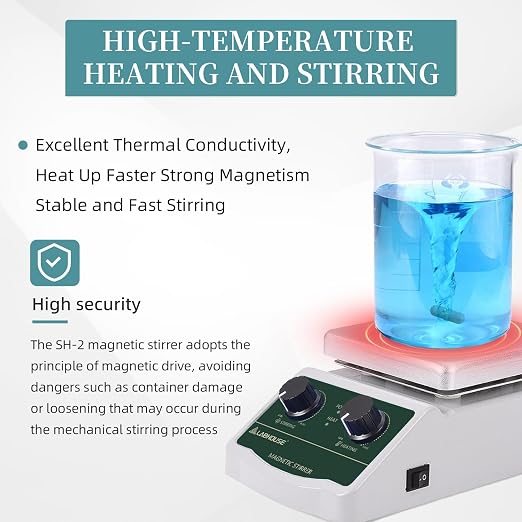 Lab 300℃/ 572℉ Magnetic Stirrer Hot Plate 2L Heated Mixer 2000RPM W/Support Stand (Non Digital)