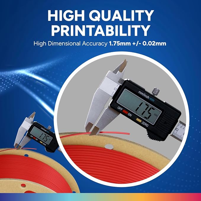 OVERTURE PLA Plus (PLA+) Filament 1.75mm, Stronger & More Durable, Professional Toughness 3D Printer Filament 1kg (2.2lbs), High Precision +/- 0.02mm, Tangle-Free (Red)