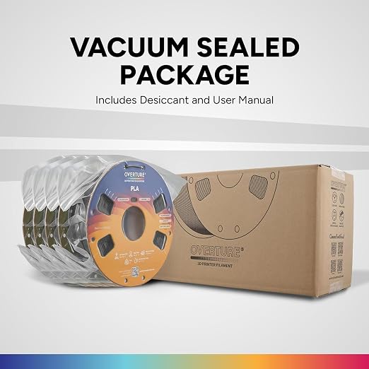OVERTURE 4KG Bundle High Speed PLA Filament 1.75mm, Neatly Wound 3D Printer Filament 4 Pack 1kg Spool (2.2lbs) Rapid PLA, Fit Most FDM 3D Printers (Black+White+Blue+Purple)