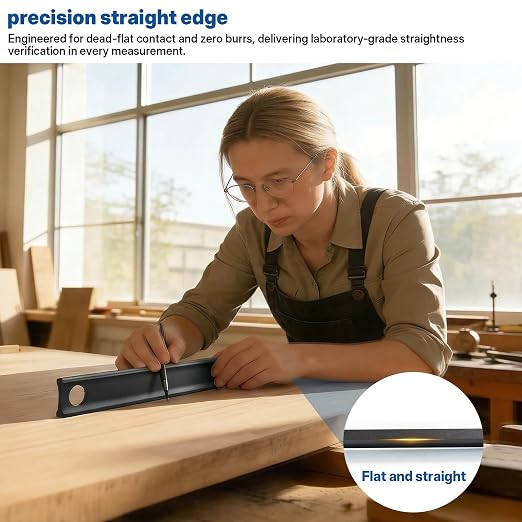 24", 38" Anodized Aluminum Straight Edge Tool with .001 Tolerance Precision Edge, Heavy-Duty Machinist Straight Edge Ruler for Woodworking Marking and Scribing Lines & DIY Projects