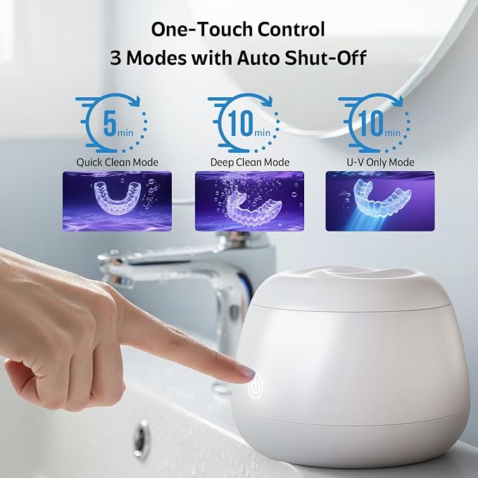 Ultrasonic Retainer Cleaner Machine 48kHz Denture and Aligner Cleaning Pod for Mouth Guards Night Guards Dental Trays Braces Toothbrushes Jewelry with 200ML Capacity (Avocado green)