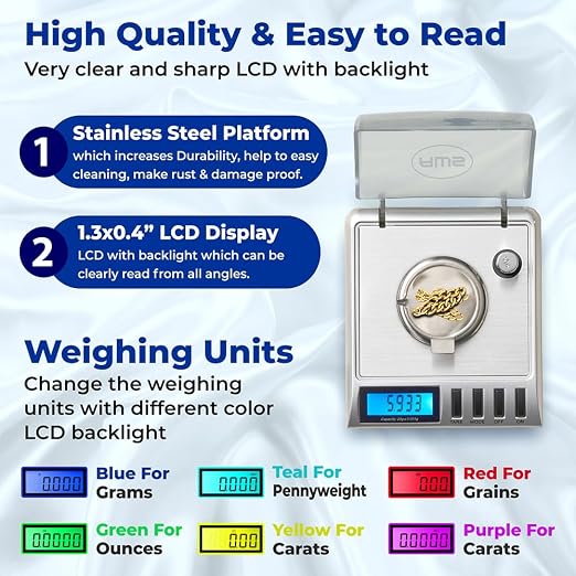 AWS Gemini-20 Milligram Scale 20g x 0.001g–Digital Jewelry/Lab Scale for Powder, Gold, Gems – Includes Calibration Weights, Tweezers & Tray–Tare, Cal, 6 Units (Gemini - 20 - Silver)