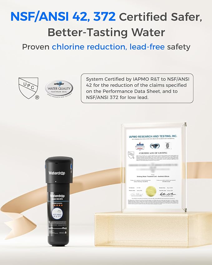 Waterdrop 10UB Under Sink Water Filter, Under Sink Water Filtration System and Waterdrop RF10 Replacement Filter Cartridge for 10UA/10UB Under Sink Water Filter