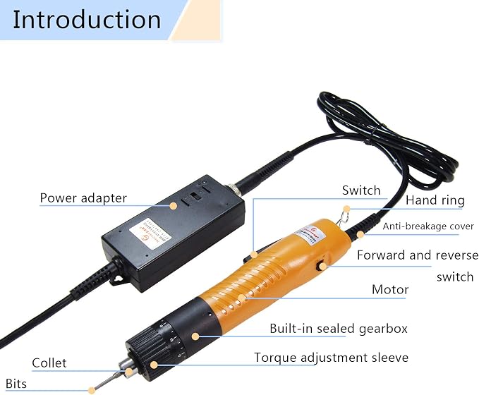 MXBAOHENG Electric Screwdriver Sets Torque Adjustable Drill Tool Applicable Batch Head 4mm 110-220V (100)