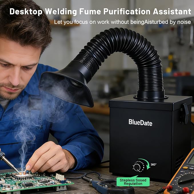 Solder Fume Extractor, DC motor Strong Suction Low Noise Soldering Fume Extractor, H13 HEPA Filter Smoke Extractor, Suitable for Hand Soldering,Jewelry Making, laser engraving
