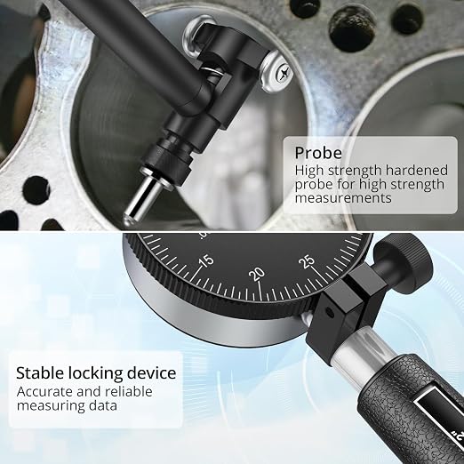 Dial Bore Gauge 0.7"-6"/0.0005" Measuring Range and 6" Measuring Depth Mechanical Dial Bore Gauge 23PCS Anvils Chrome Plated Handle for Engine Cylinder,Bearing,Hydraulic Cylinder Measurement