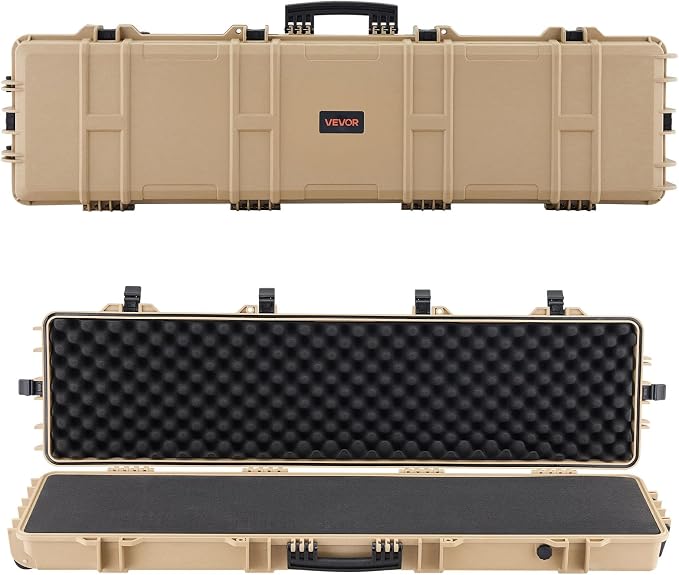VEVOR Rifle Case, Rifle Hard Case with 4 Layers Fully-protective Foams, Lockable Hard Gun Case with Wheels, IP67 Waterproof & Crushproof, for Rifles or Shotguns