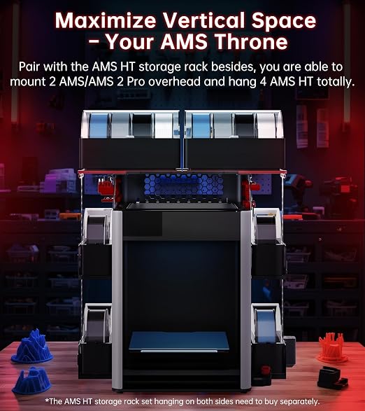 BIQU Panda Perch H2 AMS Stand Holder for Bambu-Lab H2D H2S H2C 3D Printers, AMS Stack to Hold 2 AMS/AMS 2 Pro, AMS HT Storage Stacks Compatible, Space Saving for Makers with Limited Space