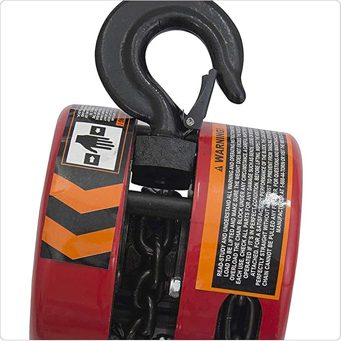 BIG RED TR9050 Torin Manual Hand Lift Steel Chain Block Hoist with 2 Hooks, 5 Ton (10,000 lb) Capacity, Red