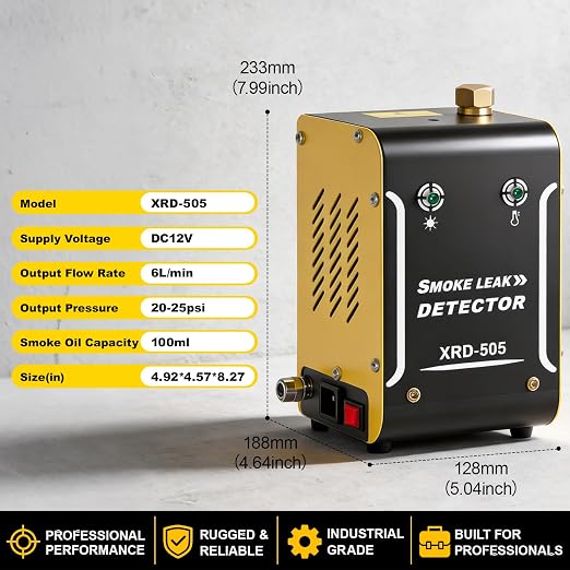 Automotive Smoke Machine with Built-in Air Pump and 100ml Smoke Fluid，Smoke Machine Automotive- 12V DC,Smoke Machine Leak Detector for Cars, Motorcycles, Trucks, Boats, ATVs