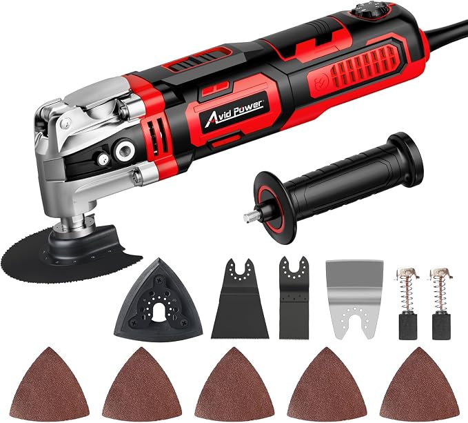 AVID POWER Oscillating Tool, 3.5-Amp Oscillating Multi Tool with 4.5° Oscillation Angle, 6 Variable Speeds and 11 pcs Saw Accessories, Auxiliary Handle