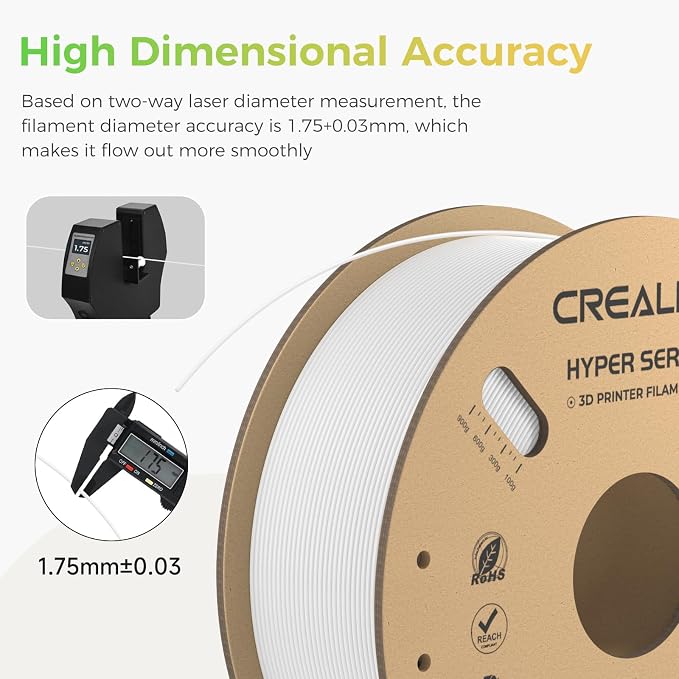 Creality Hyper PLA Filament 4KG, Up to 600mm/s High Speed 3D Printer Filament PLA 1.75mm, No-Tangling Stronger Toughness Fit Most 3D Printers