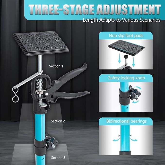 Steel Adjustable Cabinet Jack Support Pole, Quick Support Rod & Drywall Jack, Zip Wall, Dust Barrier Poles, 3rd Hand Support System Load 132LB, Cabinet Installations Tools from 45.2-115.2 in, 2-Pack