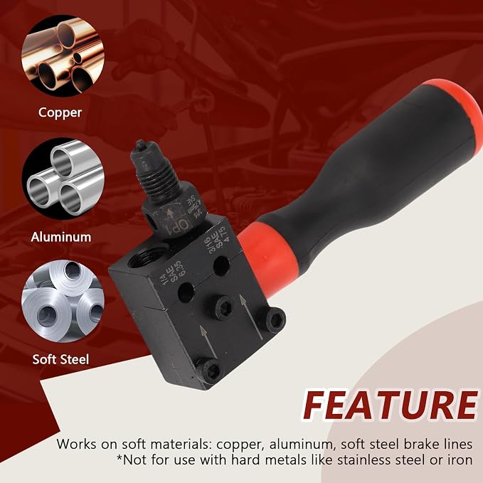3/16 & 1/4 Brake Line Flaring Tool Kit, Copper Tube Single Double Tube Shaping Tool for Auto Repair, Tubing Flaring Tool, Universal Brake Line Tool for Confined Spaces