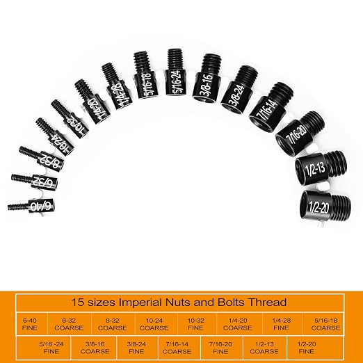 Nut and Bolt Thread Checker, Thread Checker Standard and Metric, Bolt Size and Thread Gauge, 28 Male/Female Identifier Gauges (15 Inch & 13 Metric)