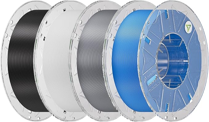 Creality Hyper PLA Filament 1.75mm, RFID 3D Printer Filament PLA for High Speed 30-600mm/s, 4kg(8.8lbs)/Spool Filament Support CFS, Fits for Most 3D Printers, Black & White & Grey & Blue