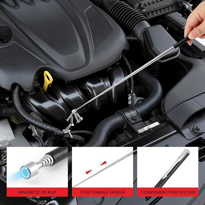 Magnetic Tool Mat Set, 4 Pcs Heavy Duty Flexible Magnetic Mat with PVC Coating, Holds Screws, Bolts, Nuts and Small Tools for Garage Workshop and Auto Repair (Red)