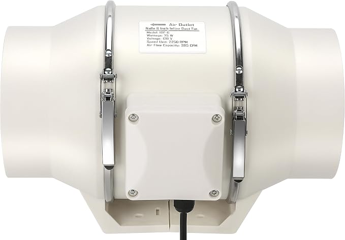 Nalle 6 Inchs Inline Duct Fan Inline Duct Fan Radon Fan 75W 390 CFM Ventilation Exhaust Blower Fans Efficient Quiet Copper Motor for Ducting Vents Bathroom Kitchen Grow Tents Hydroponic