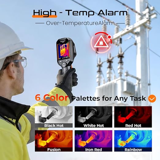 GH340 Thermal Imaging Camera 640x480 Super Resolution, Dual-Camera with 2MP Visual Camera, 256x192 IR Resolution Handheld Thermal Camera for Home Inspection, HVAC Electrical Water Leak Break Detection