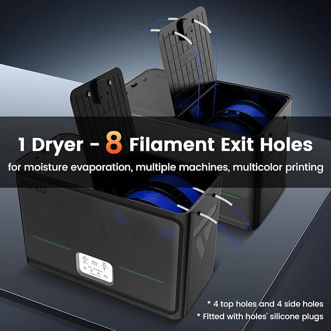 SUNLU S4 3D Printer Filament Dryer, Black | 4 Spools Capacity,3 Circulation Fans,Filament Dryer,350W PTC Heater,70℃ Max Temperature,Intelligent humidity detection