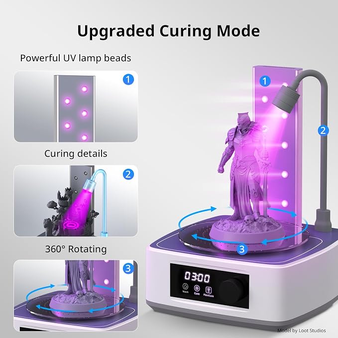 ANYCUBIC Wash and Cure Station 3.0, Resin 3D Printer Post-Process for Most LCD/SLA/MSLA/DLP Resin Printer, Detergent Saving&Dual Cleaning and Curing Models