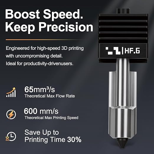 P2S High Flow Hotend Kit with Hardened Steel Nozzle for Bamboo lab H2D/H2S/H2C/X2D/P2S 3D Printer, Save 30% Time Print Head, One-Piece Integrated Design for Reduced Clogging (0.6mm)