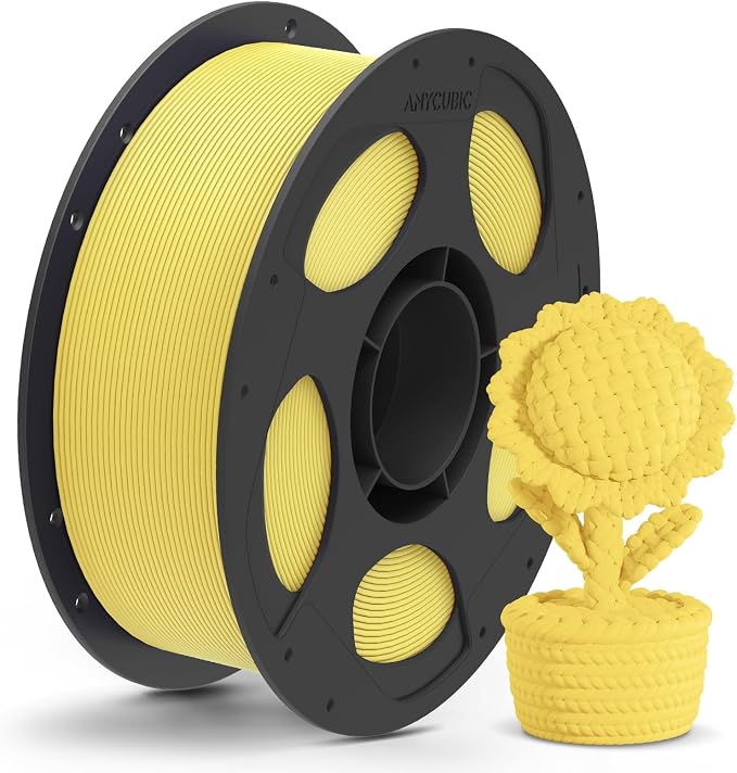ANYCUBIC Matte PLA Filament 1.75mm, 3D Printing PLA Filament 1.75mm Dimensional Accuracy +/- 0.02mm, 1KG Spool (2.2 lbs), Matte Yellow
