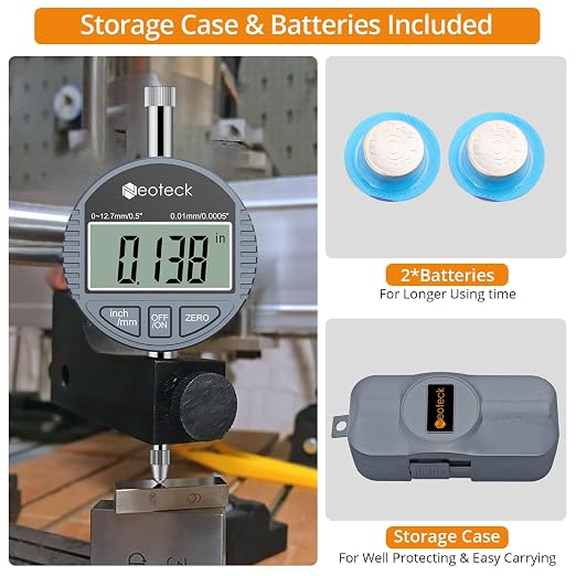 Neoteck 0.5" Digital Indicator + 1" Dial Indicator and Magnetic Base