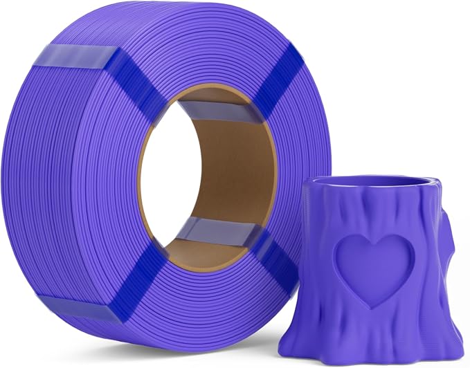 PLA Basic Refill Filament 1.75mm, No Spool 3D Printer Filament, Dimensional Accuracy +/- 0.02mm, Fits for Most FDM 3D Printers, 1KG Purple