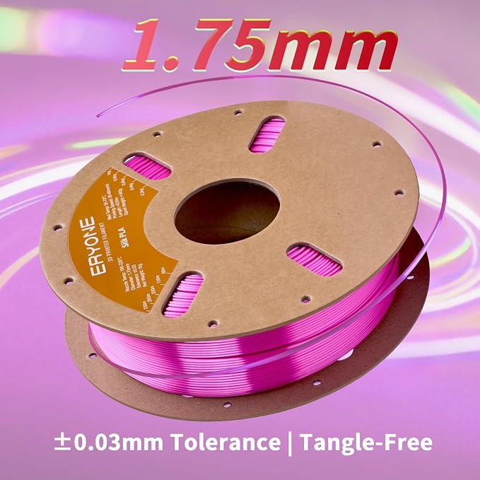 ERYONE Silk PLA Filament for 3D Printer 1.75mm +/- 0.03mm, Shiny Filament 1kg (2.1lbs)/Spool, Rose Red