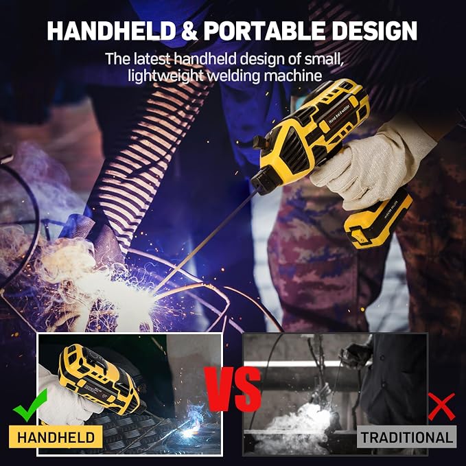 Handheld Welding Machine, 110V IGBT Inverter Portable Welding Machine with 6 Variable Current Adjustment, 20-120Amp Welding Output Handheld ARC Welder Gun for 1/16"-1/8" Welding Rods