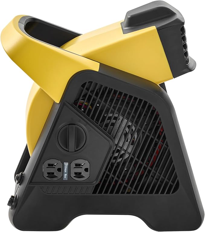 MOUNTO Heavy Duty Utility Blower, 3 Speed Portable Floor Fan with Outlet & Pivoting Head for Home & Garage Cooling, Drying and Air Circulation