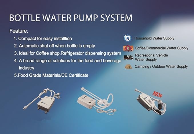 Bottled Water System with singel water inlet Bottled Water Dispenser one Tube for Refrigerator Ice-Maker Coffee Brewer 3.8L