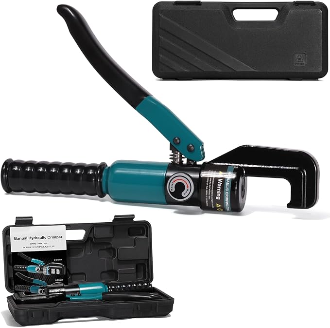 Brileine Hydraulic Crimping Tool Only 12 AWG to 2/0 AWG without Dies for Battery Cable Wire Lug Terminal Copper Aluminum