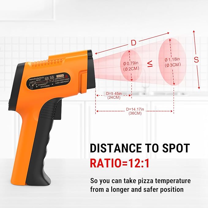 TempPro TP30 Infrared Thermometer Gun, Laser Thermometer for Cooking, Pizza Oven, Griddle, Engine, HVAC, Temperature Gun with Adjustable Emissivity & Max Measure -58°F ~1022°F, Gift for Dad Husband
