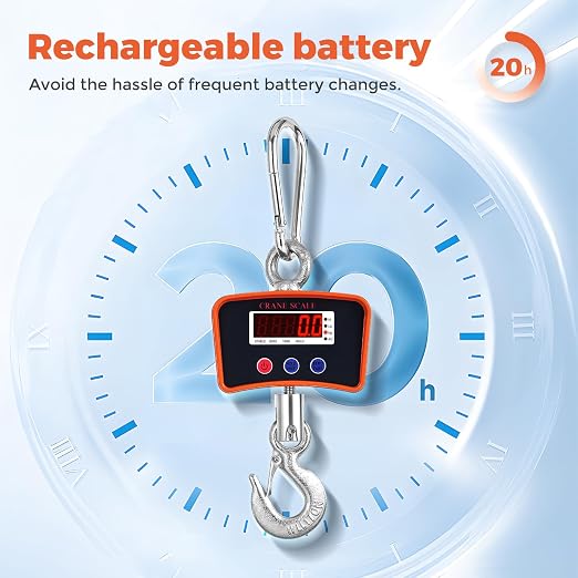 Bonvoisin Crane Scale 2200lbs/1000kg, Digital Hanging Scale Readability 0.44 lbs/0.2kg, Rechargeable Hook Scale for Farm, Big Game Scale Hoist Scale with 3 Weight Units
