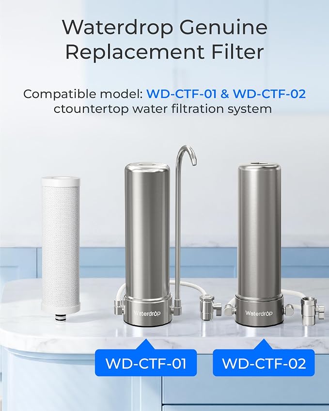 [Original] Waterdrop CFF-01 Water Filter Replacement for Waterdrop WD-CTF-01/CTF-02, NSF/ANSI 42&372 Certified, 5-stage Water Filter, Reduces Heavy Metals, Bad Taste and Up to 99% of Chlorine