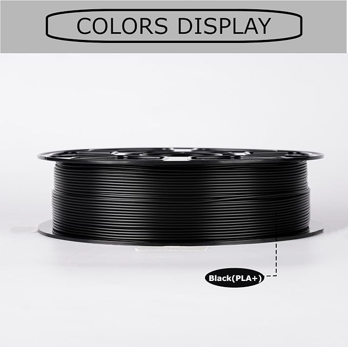 PLA Plus Filament 1.75mm Black 1KG, Stronger and Durable, High Toughness 3D Printer Filament, Dimensional Accuracy +/- 0.02mm, Tangle-Free, PLA+ Filament Fits Most FDM 3D Printers
