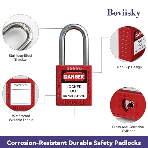 Lockout Tagout Station Kit with 5 Safety Padlocks and 2 Hasps | Wall-Mounted LOTO Organizer with 25 Lock Out Tag Out Tags and Ties for Maintenance Teams, Workshops and Industrial Facilities