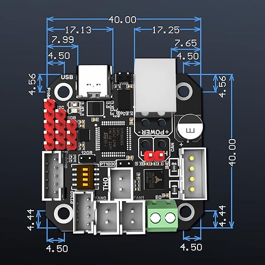 BIGTREETECH EBB42 CAN Bus with MAX31865 Adapter Board Hot End PCB Board Filament Break Blockage Detection for 42 Stepper Motor Extruder Nozzle Head Tool for Blv Ender 3 for Klipper Support PT1000