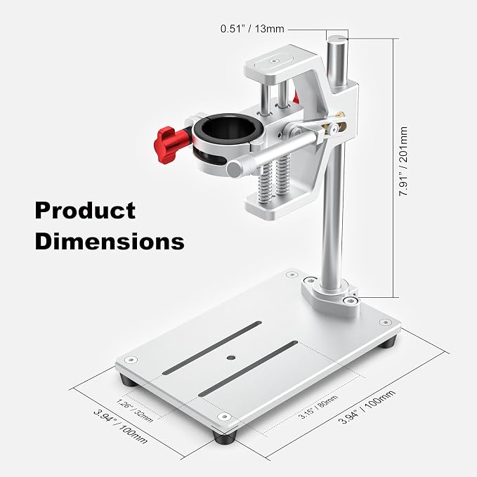 Drill Press Rotary Tool Workstation Stand with Wrench, Mini Portable Press & Tool Holder -1.5 Inch Depth & 360° Rotation - Ideal for Drilling Perpendicular and Angled Holes, DIY Crafts