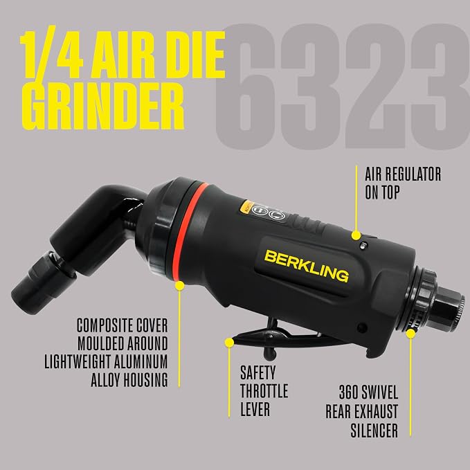 BT 6323 1/4" 115 Degree Angle Air Die Grinder – Professional-Grade Heavy-Duty Pneumatic Grinder with Variable Speed Control for Precision Grinding, Polishing & Sanding