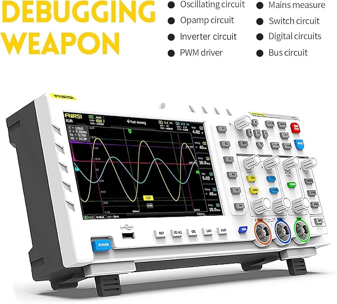FNIRSI 1014D Oscilloscope 2 in 1 Digital Oscilloscope DDS Signal Generator, 100X High Voltage Probe, 2 Channels 100Mhz Bandwidth 1GSa/s Sampling Rate Built-in 1GB Storage Space