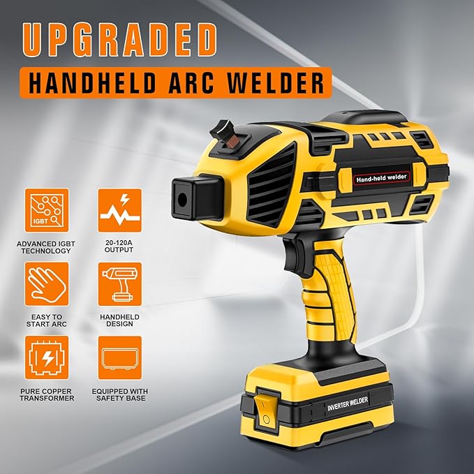 Handheld Welding Machine 110V 120A Portable Electric Welding Machine IGBT Inverter Stick Welder & 1/8" Welding Rod 4.5LB