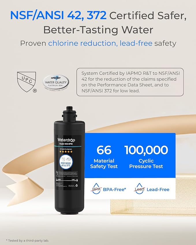 Waterdrop 10UB Under Sink Water Filter, Under Sink Water Filtration System and Waterdrop RF10 Replacement Filter Cartridge for 10UA/10UB Under Sink Water Filter